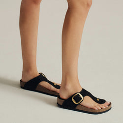GIZEH BIG BUCKLE - BLACK - NUBUCK